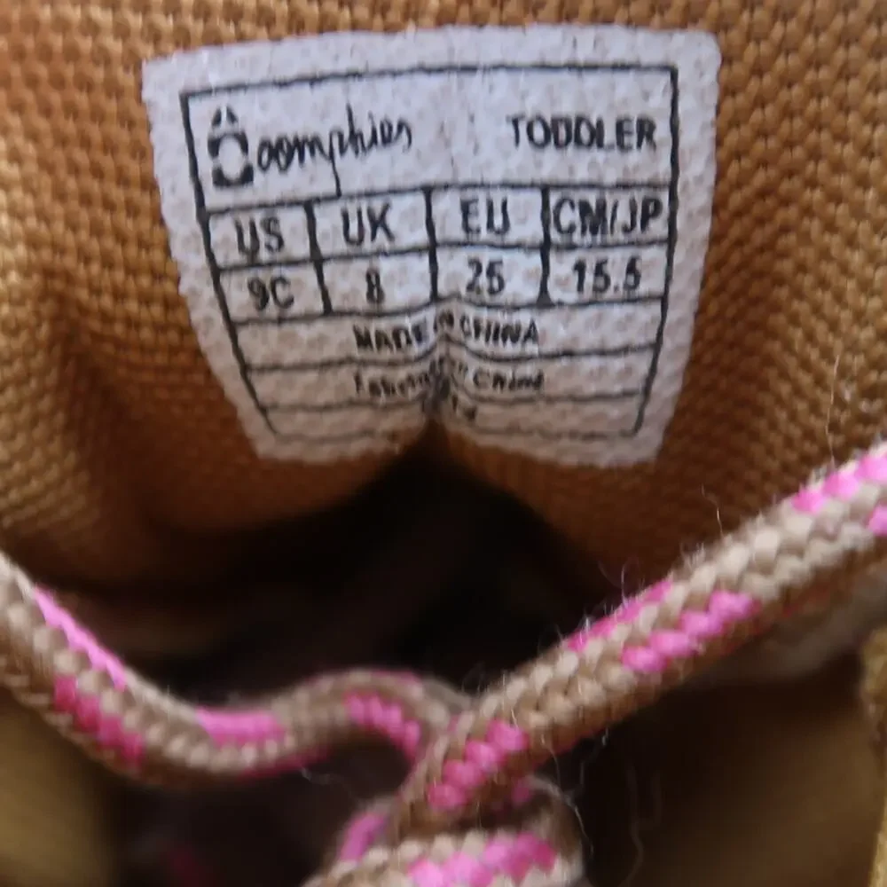 Oomphies Shoes Toddler 9C Sneaker Boots Casual Kids Pink Brown Lace Up Girls